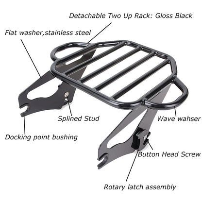 Backrest Sissy Bar & Two-Up Luggage Rack For 09-22 Harley Road King Street Glide