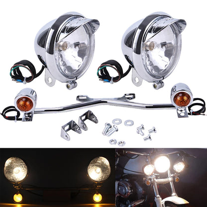 Motorcycle Driving Spot Fog Light Bar With Bracket Turn Signal For Harley Honda