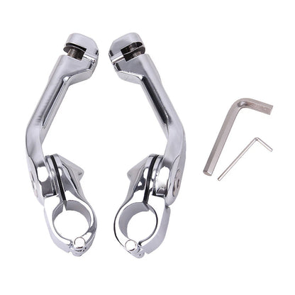 Chrome Long Foot Pegs Mounts Clamps For Harley 1 1/4" Highway Engine Guard Bars