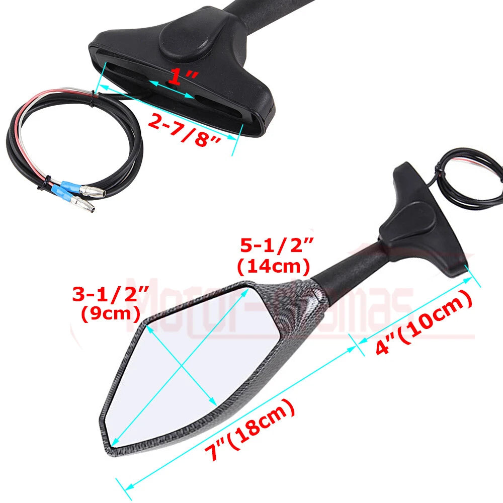 Pair LED Mirrors For SUZUKI GSXR 600 750 1000 Hayabusa GSF SV Katana TL1000R