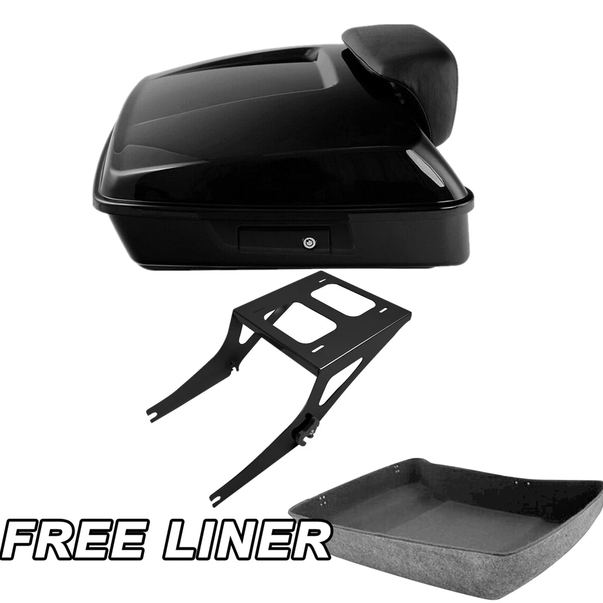 Black Chopped Trunk Mount Rack Backrest Pad Fit For Harley Fat Boy Deluxe 08-16