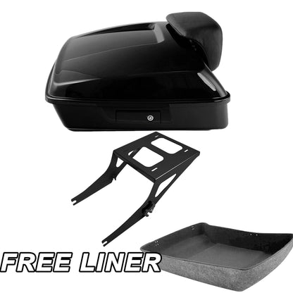 Black Chopped Trunk Mount Rack Backrest Pad Fit For Harley Fat Boy Deluxe 08-16