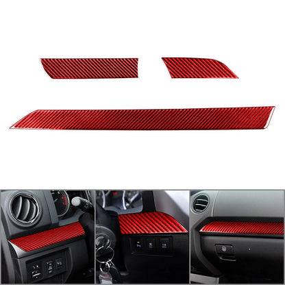 Carbon Fiber Red Dashboard Panel Cover Trim For Toyota Tundra 2014-2021 LHD 3PCS