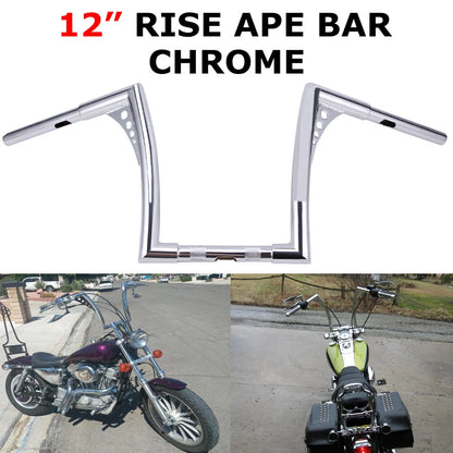 12" Inch Handlebar Rise Ape Hangers For Sportster XL 883 1200 Softail FLST FXST
