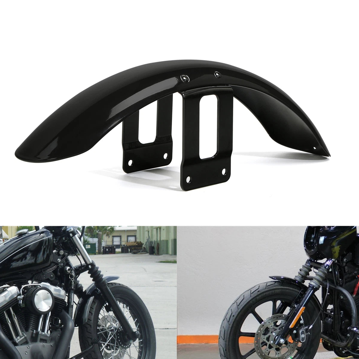 Vivid Black Front & Rear Fender Fit For Harley Sportster 1200 883 XL883 Custom