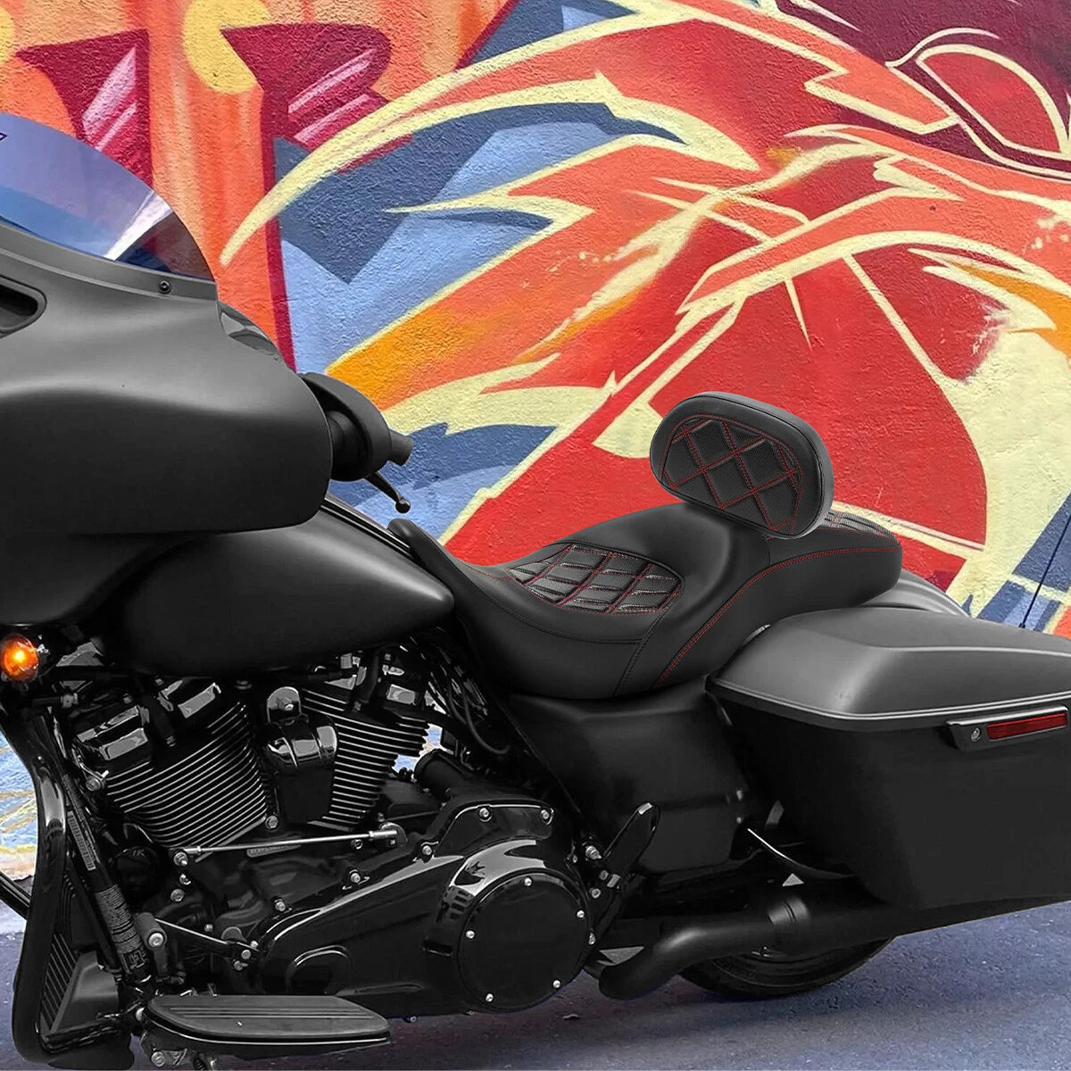 Black Driver Passenger Seat Rider Backrest Pad For Harley Electra Glide 2009-23