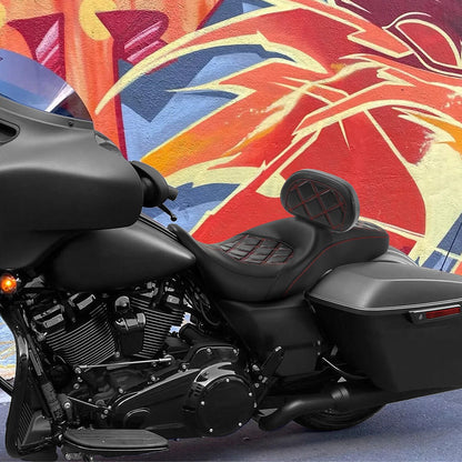 Black Driver Passenger Seat Rider Backrest Pad For Harley Electra Glide 2009-23