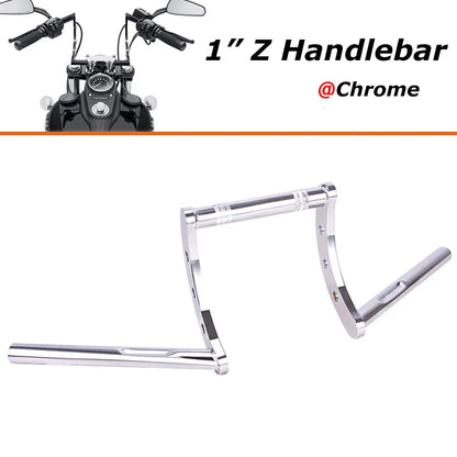 Motorcycle 1" Handlebar Z Bar Drag Bars For Harley Sportster Yamaha Suzuki Honda
