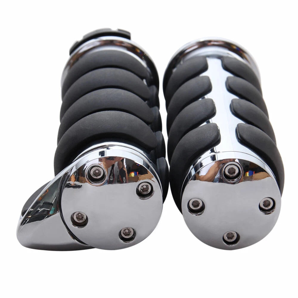 1" Motorcycle Chrome Handle Bar Hand Grips For Harley Touring Street Glide FLHX
