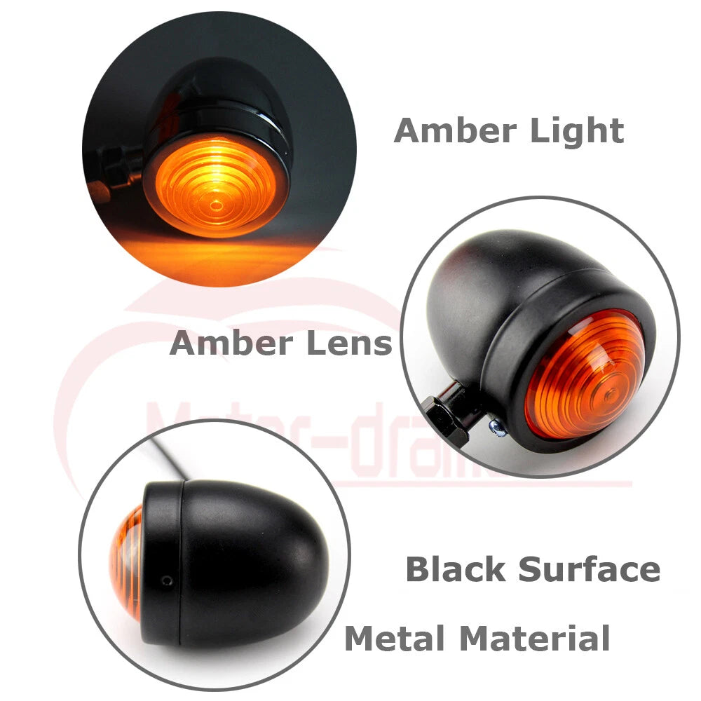 Motorcycle Bullet Turn Signal Lights Indicator Blinker For Harley Bobber Chopper