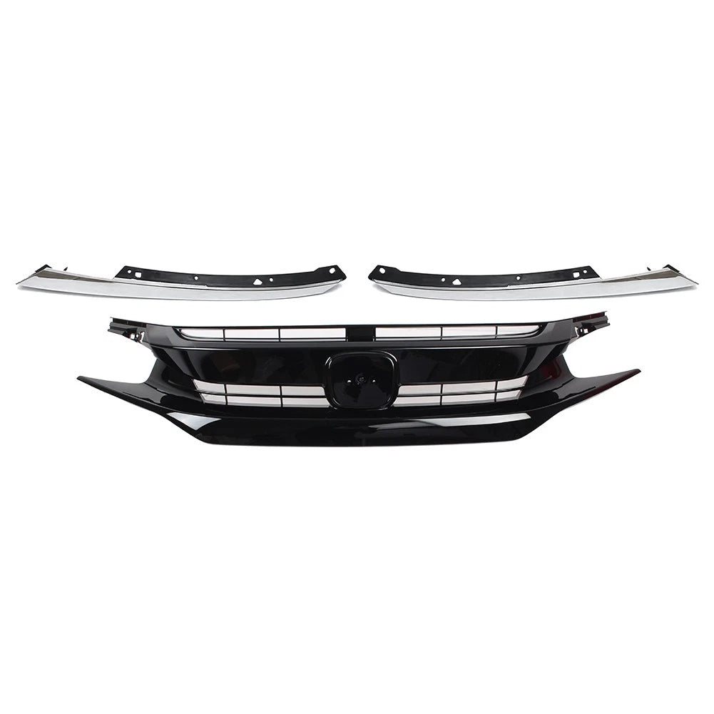 1 Set Front Upper Grille Grill For Honda Civic Coupe Sedan 2016-2018 US Stock