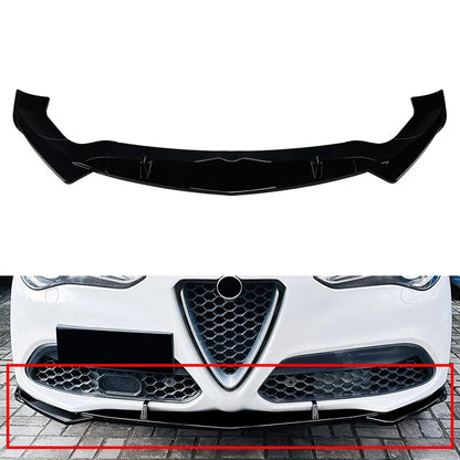 Glossy Black Front Bumper Spoiler Lip Body Kit For Alfa Romeo Stelvio 2017-2025