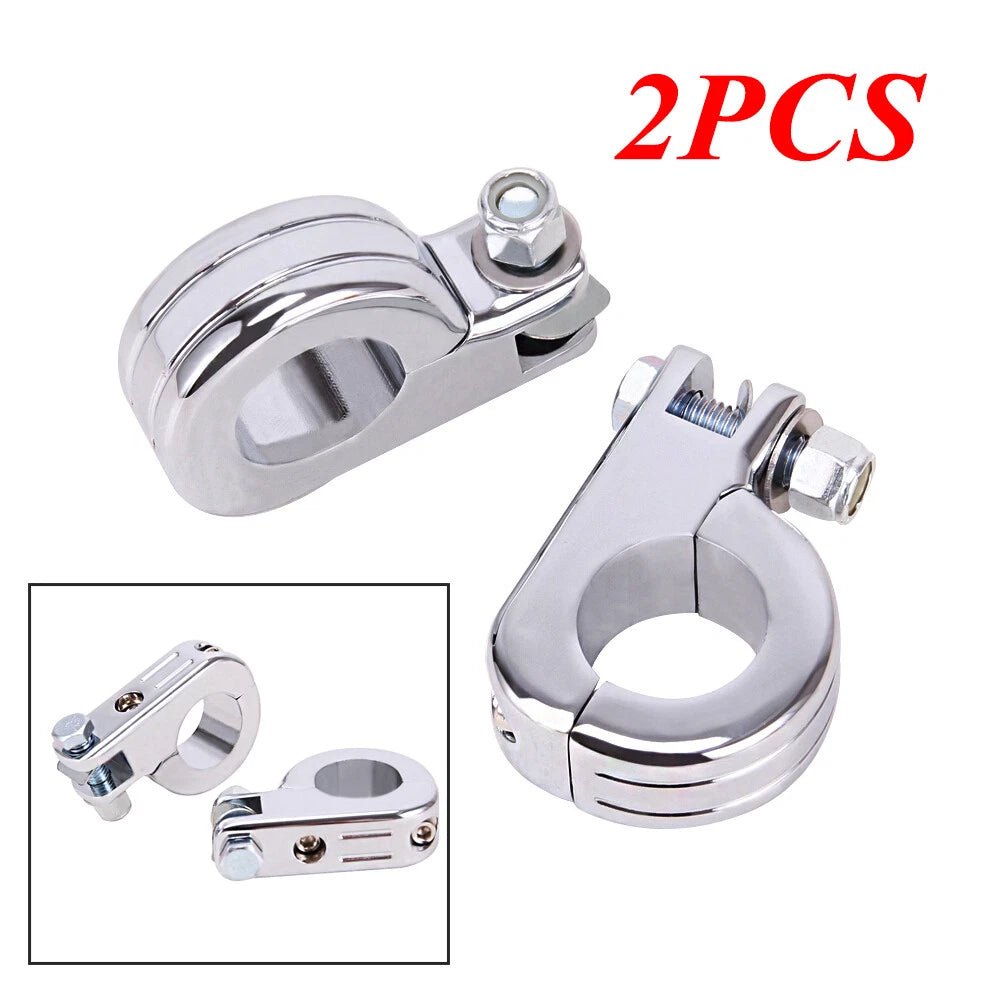Chrome 1.25" 1-1/4" Foot Pegs Mounting Kit For Harley Highway Engine Guard Bars
