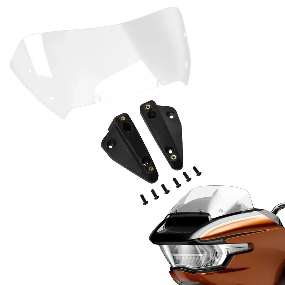 8.27''Clear Windshield Windscreen &Mount For Harley Touring CVO Road Glide 23-25