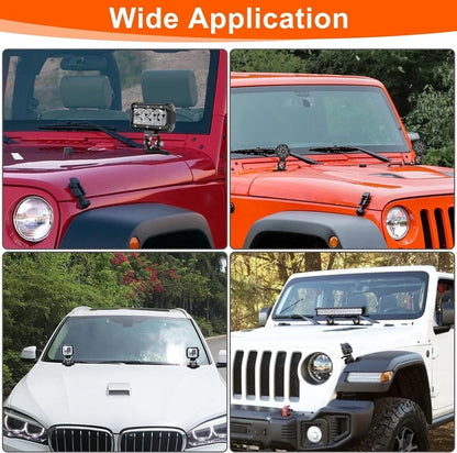 2PCS Car Offroad A-Pillar Hood Led Work Light Bar Mount Bracket Clamp Holder