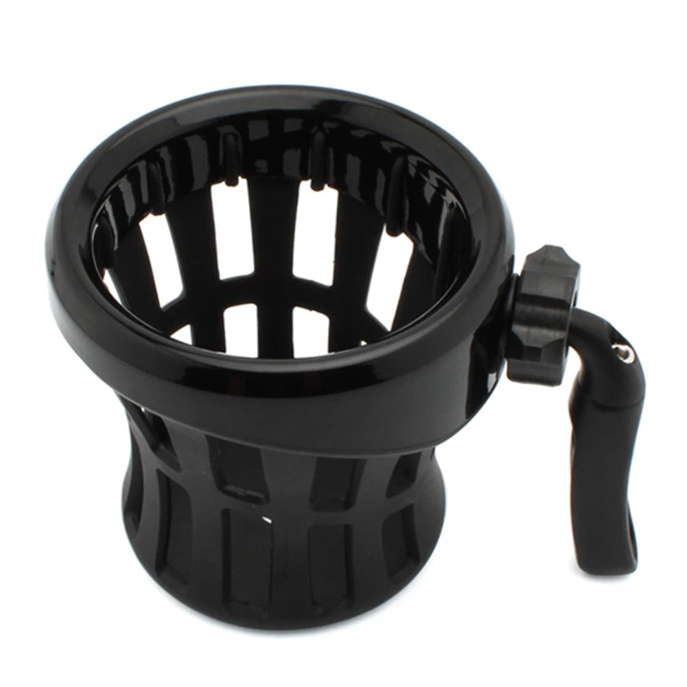 Motorcycle Handlebar Cup Holder Drink W/ Mesh Basket Mount Universal Black