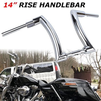 14" Rise 2'' Ape Hanger Bar Handlebar For Harley Road King Softail Sportster XL