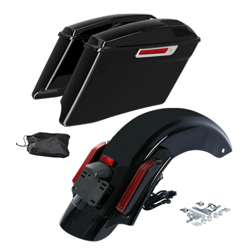 4" Extended Hard Saddlebags &Rear Fender Fit For Harley Touring Glide 2014-24 23