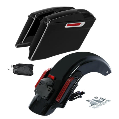 4" Extended Hard Saddlebags &Rear Fender Fit For Harley Touring Glide 2014-24 23