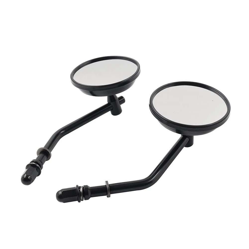Motor Round Retro Rearview Side Mirrors For Harley Davidson Sporster 8mm Black