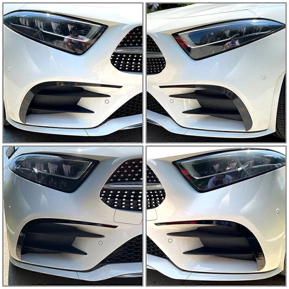 FrontBumper Splitter Air Vent Trim Fit Benz CLS-Class C257 2018-21 Glossy Black