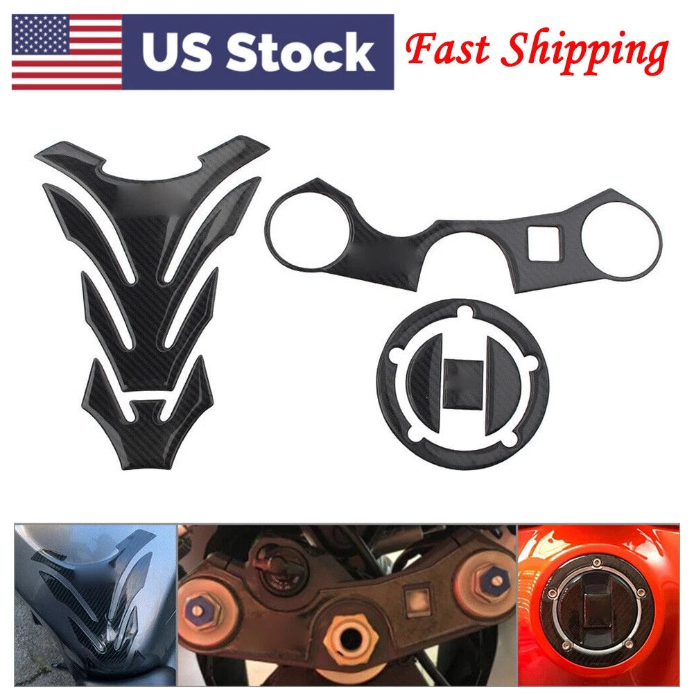Protector 3D Decal Gas Tank Pad Stickers Fit GSXR 1000 750 600 Real Carbon Fiber
