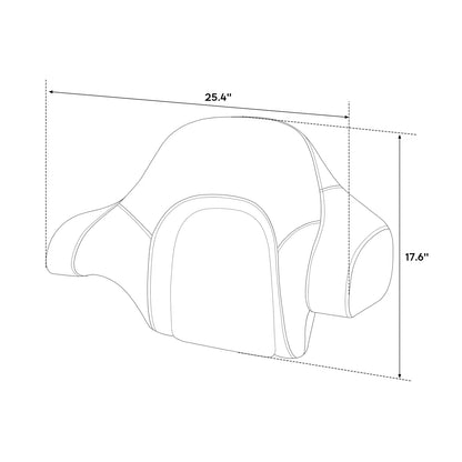 King Trunk Passenger Around Backrest Pad Fit For Harley Touring Road Glide 14-Up