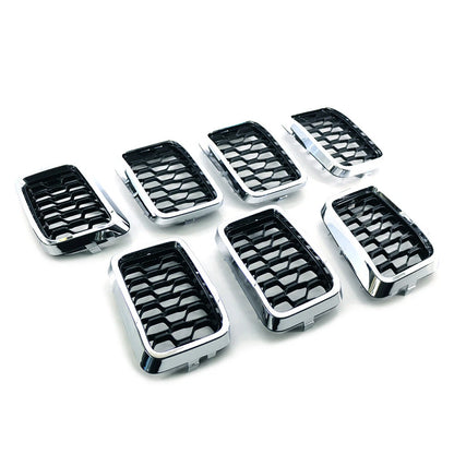 Front Grille Honeycomb Mesh Insert Cover Chrome For Jeep Grand Cherokee 17-21 US