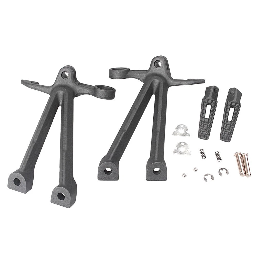 1x Footrest Assembly Kit w/ Foot Pegs Black Fit For Suzuki GSXR1000 2007-2008