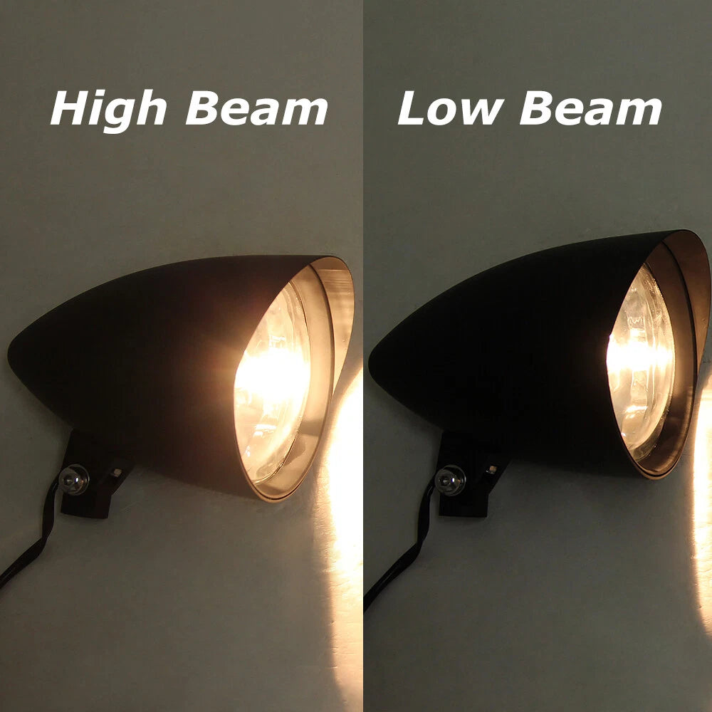 5.75 " Tri-Bar H4 Motorcycle Headlight Lamp Visor Bucket For Harley Dyna Softail