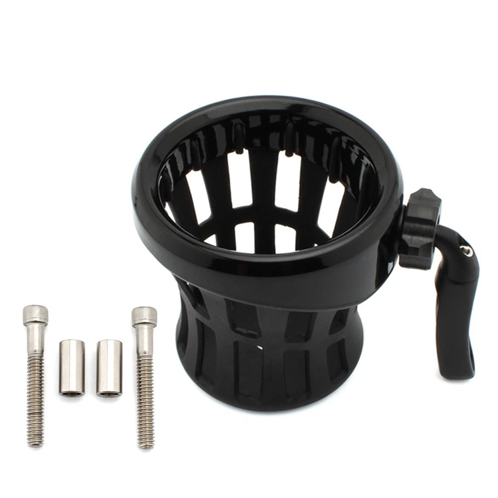 Motorcycle Handlebar Cup Holder Drink W/ Mesh Basket Mount Universal Black