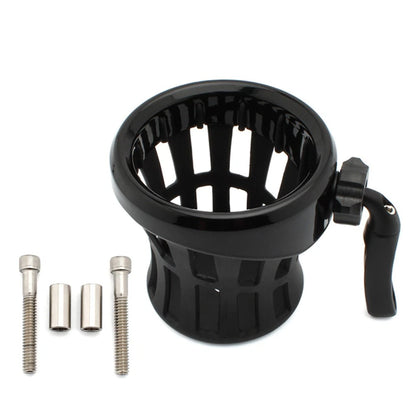 Motorcycle Handlebar Cup Holder Drink W/ Mesh Basket Mount Universal Black