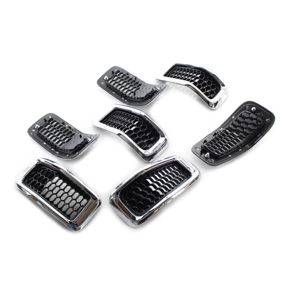 Honeycomb Front Grille Inserts Grill Cover Trim Chrome Fit Jeep Cherokee 2014-18