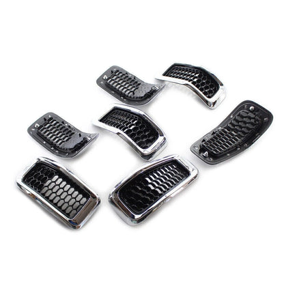 Honeycomb Front Grille Inserts Grill Cover Trim Chrome Fit Jeep Cherokee 2014-18