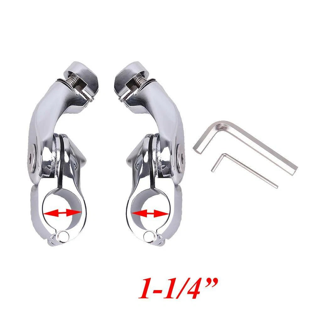 Chrome 1-1/4" Adjustable Highway Short Foot Pegs Mounting Fit For Harley Touring