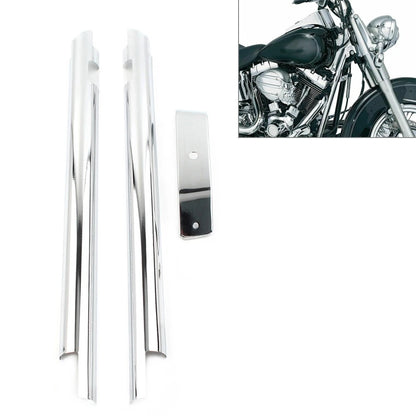 Pair Chrome Down Tube Frame Covers Accent Trim For Harley Softail Twin Cam 00-06