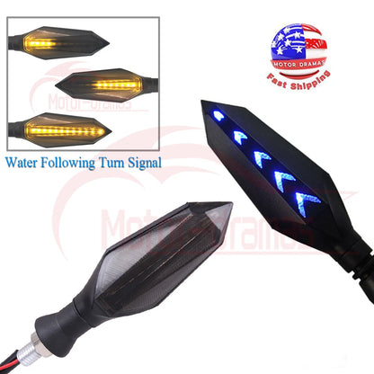 2x Bike Motorcycle LED Following Turn Signal Blinker Driving Brake Light Lamp US