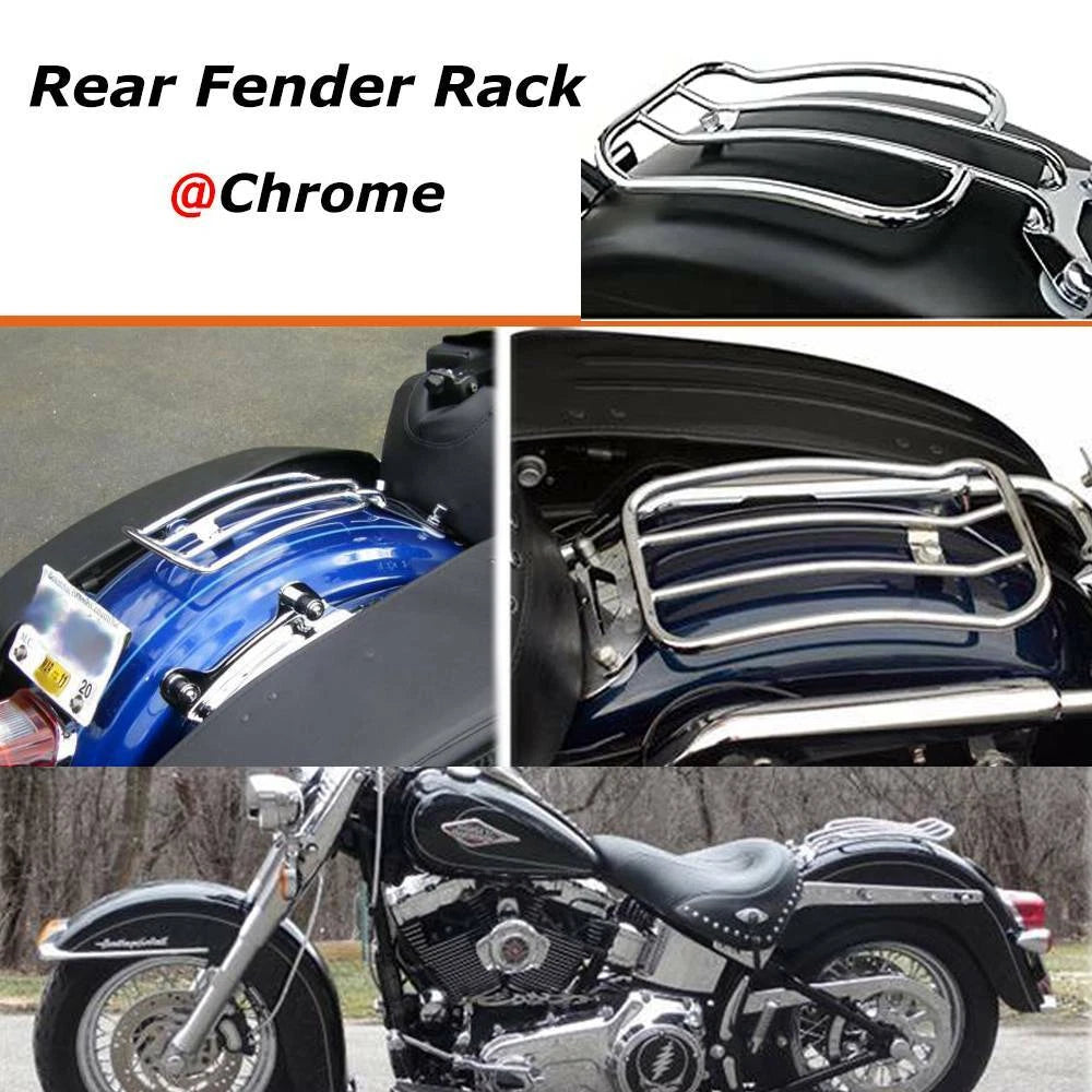 Chrome Solo Seat Luggage Rear Fender Rack For Harley Touring FLHT FLHR 1997-2015