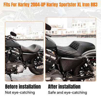 Two-up Seat For Harley Sportster Custom XL883C 2004-2010 For 2.3GAL-3.5GAL Tank