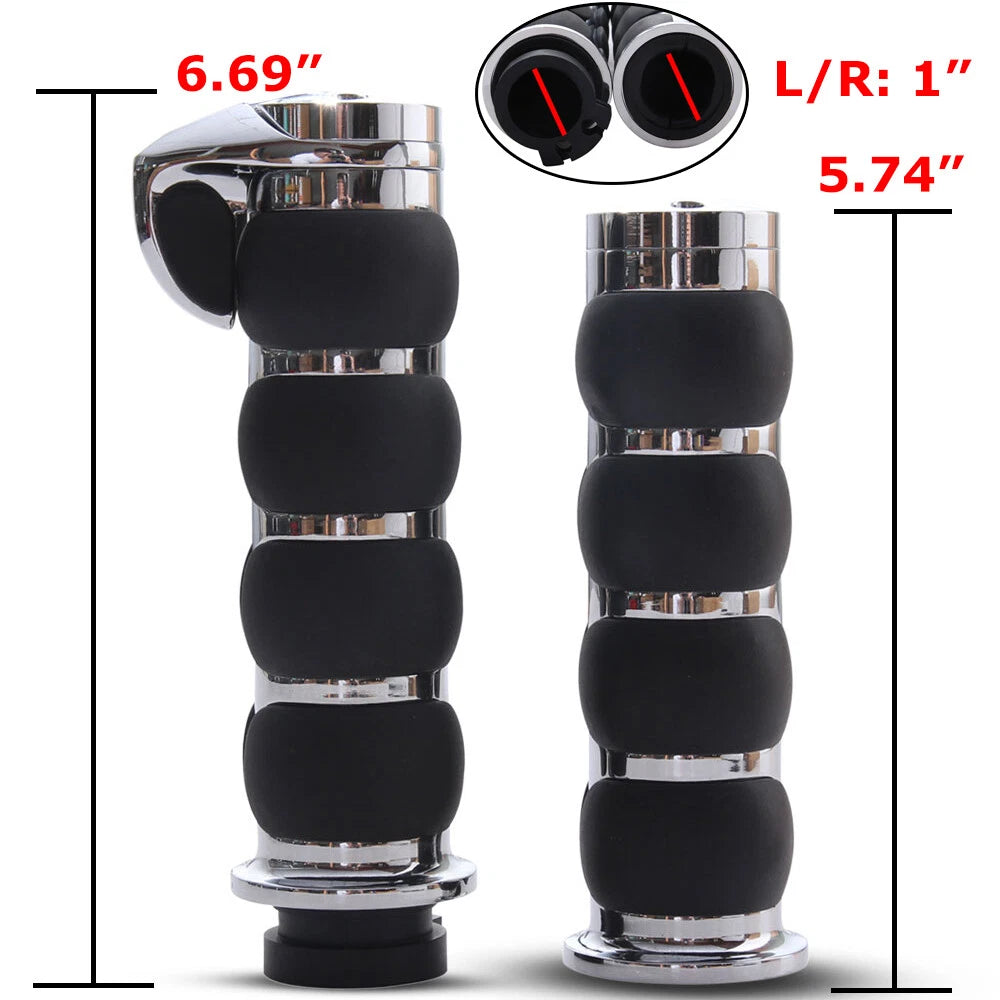 1" Motorcycle Handle bar Hand Grips w/ Throttle For Harley Honda Kawasaki Suzuki