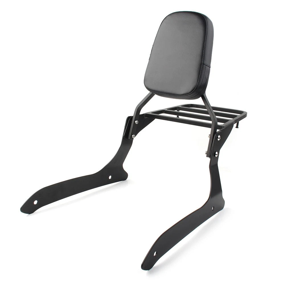 Black Backrest Sissy Pad & Luggage Rack For Yamaha XVS1300A V Star 1300 2007-15
