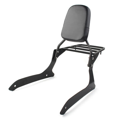 Black Backrest Sissy Pad & Luggage Rack For Yamaha XVS1300A V Star 1300 2007-15