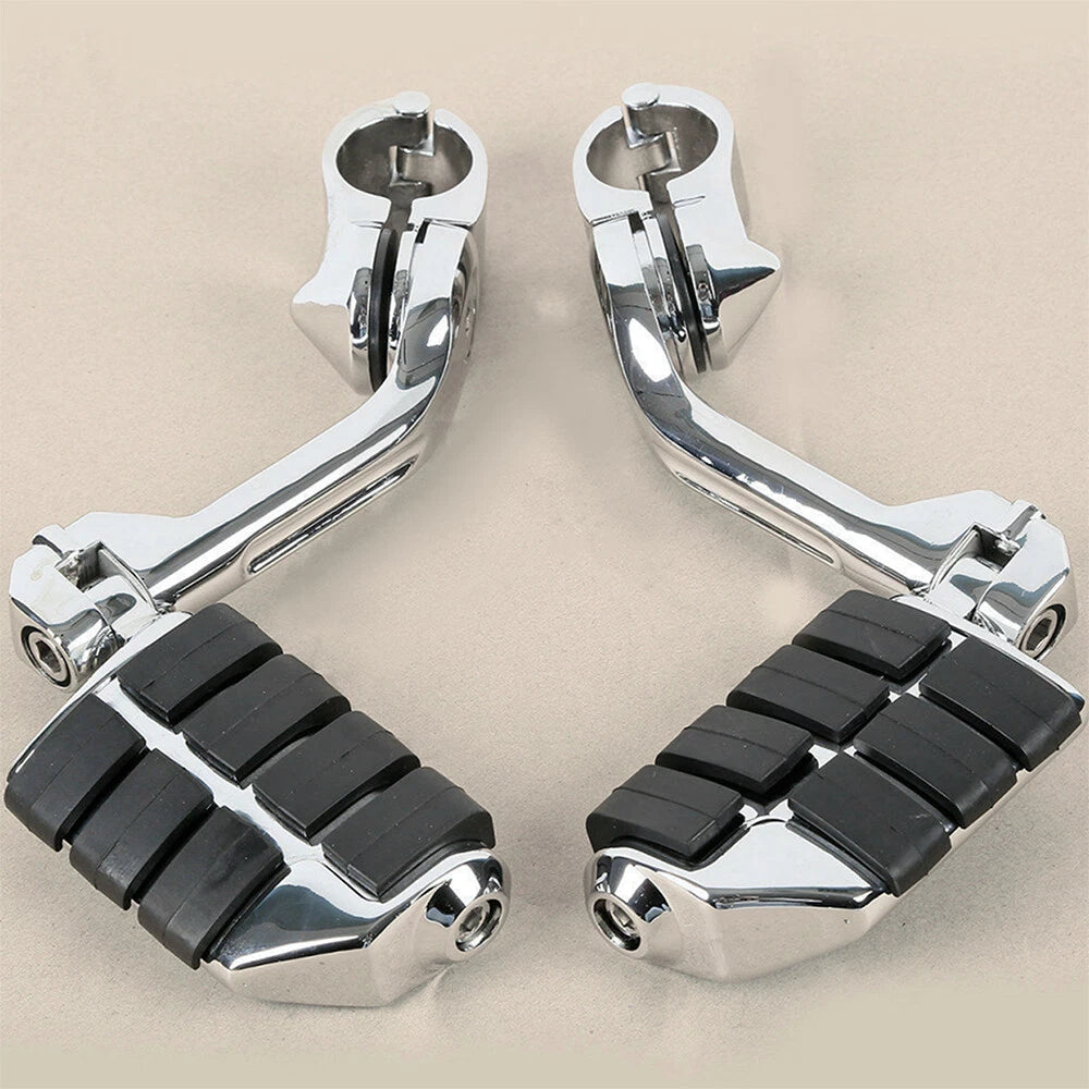 Chrome Long Highway Foot Pegs Crash Bar For Harley Cruiser Motorcycle 1-1/4"