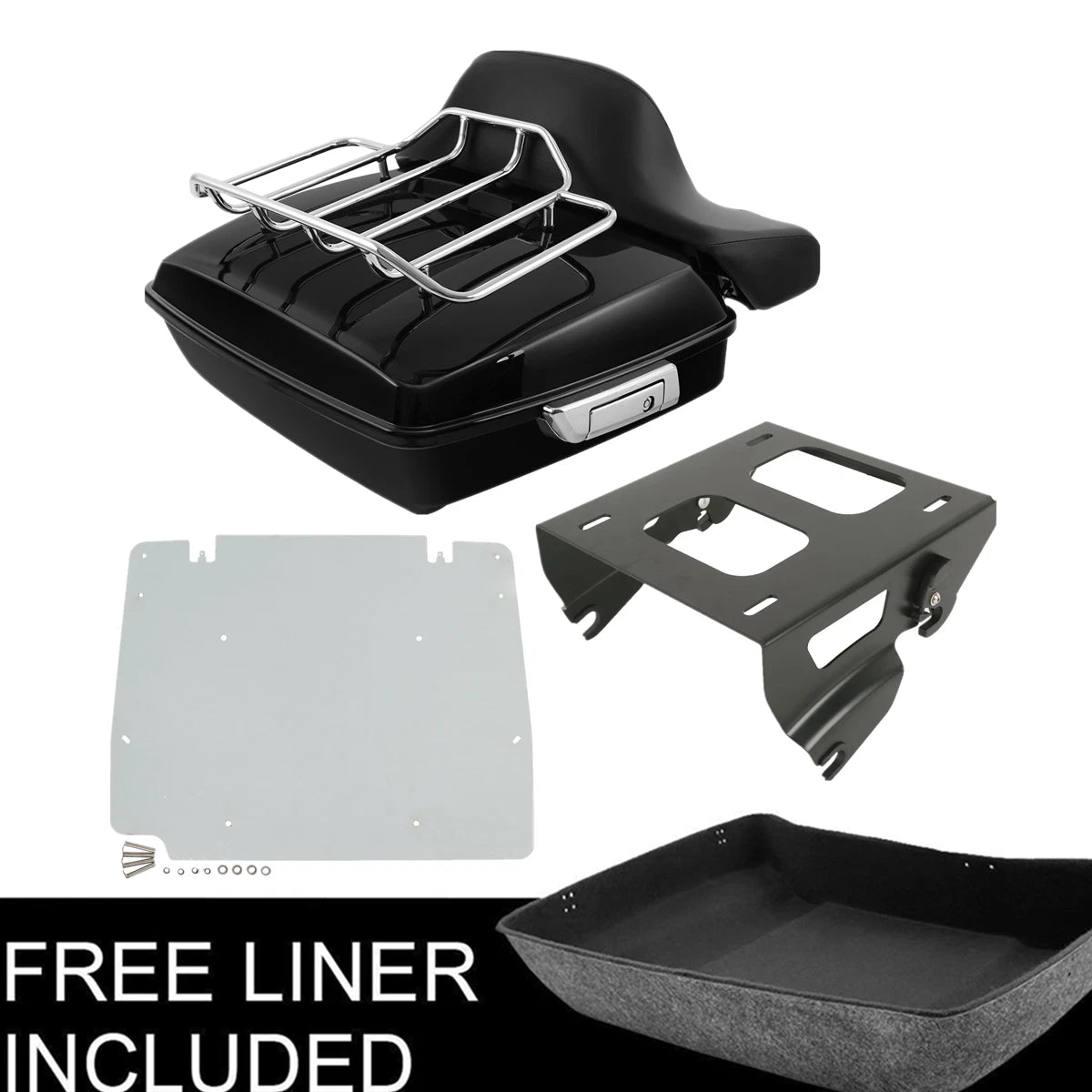 Chopped Trunk Pad Solo Mount Rack Plate Fit For Harley Street Road Glide 2014-25