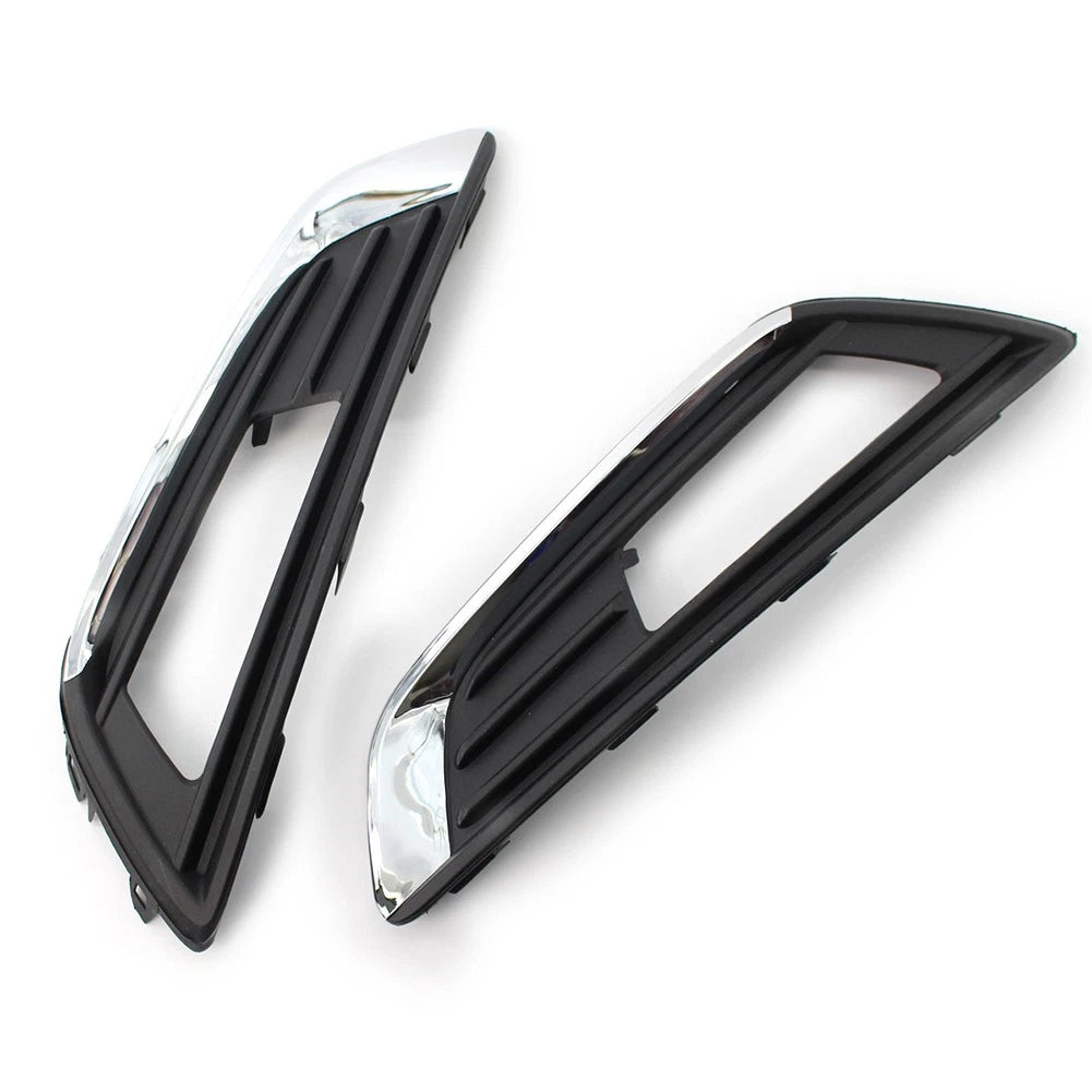 1Pair Chrome Black Front Bumper Grill Fog Light Lamp Covers Fit FORD Focus 15-17