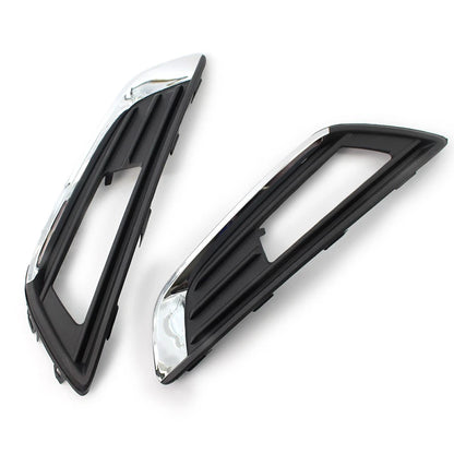 1Pair Chrome Black Front Bumper Grill Fog Light Lamp Covers Fit FORD Focus 15-17