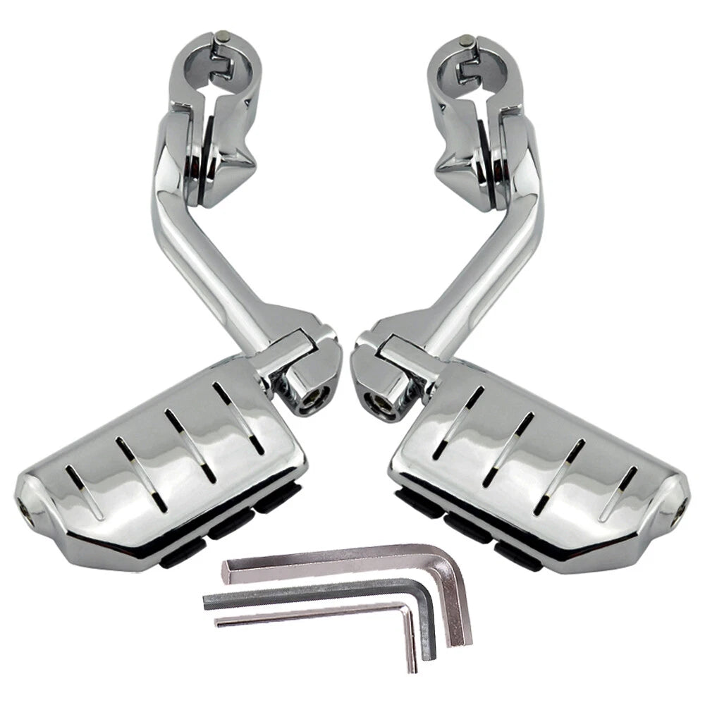 Chrome Long Highway Foot Pegs Crash Bar For Harley Cruiser Motorcycle 1-1/4"