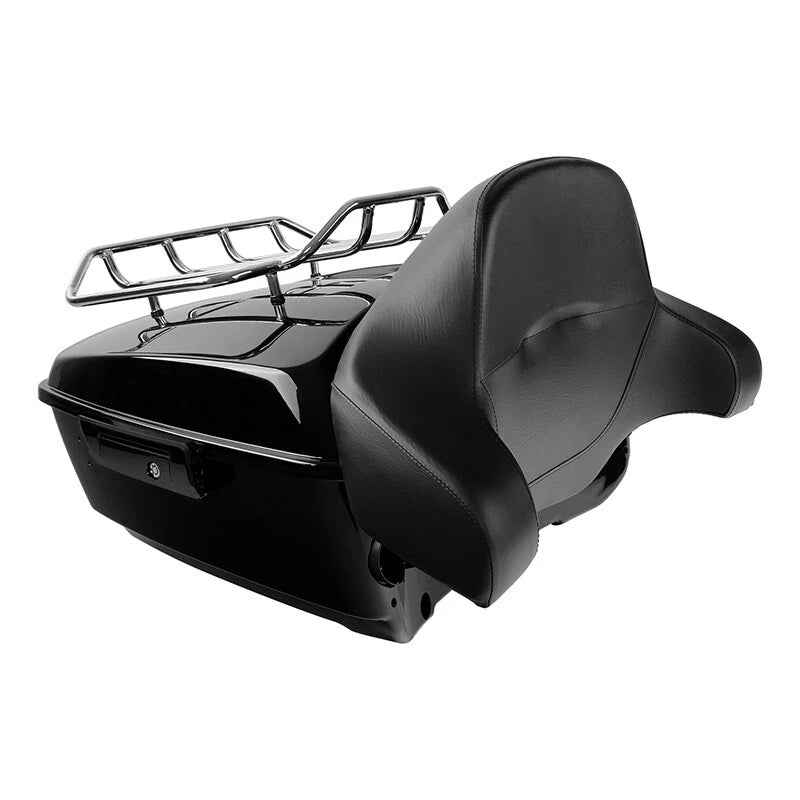 Black King Trunk Backrest Pad Mount Rack Fit For Harley Electra Road Glide 14-Up