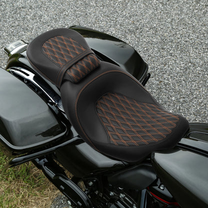 Rider Passenger Pillion Seat Fit For Harley Touring Street Glide 09-23 22 Black
