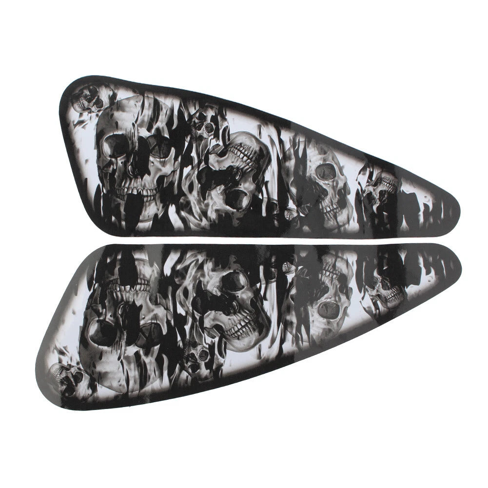 Fuel Gas Tank Decals Skull Stickers For Harley XL883 1200 Motor Pair Black USA